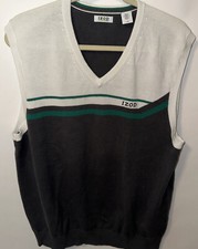 Izod Vintage Sweater Vest V-neck Golf Cotton Grey Classic Excellent