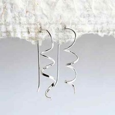 Solid 925 Sterling Silver Simple Coil Drop Earrings Jewelry Women For Her K 48