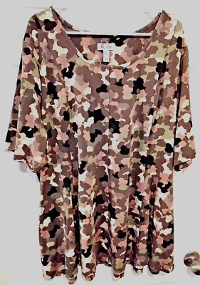 Denim & Company Mini Camo Dress Plus Size 3XP Soft Stretch Tunic Junglecore  | eBay
