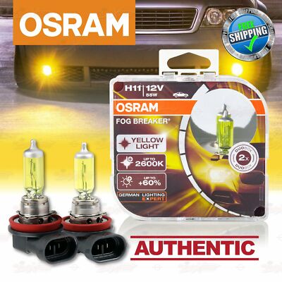 2x H11 711 2600K YELLOW Spot Light OSRAM FOG BREAKER FBR Headlight Bulb 64211FBR