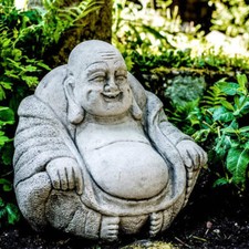 Fat Happy Buddha Statue Zen Garden Ornament Solid Stone Cast UK Handmade 60kg