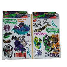 2 GOOSEBUMPS Window Clings Color Clings Sticker Sheets 1996 R L STINE Halloween