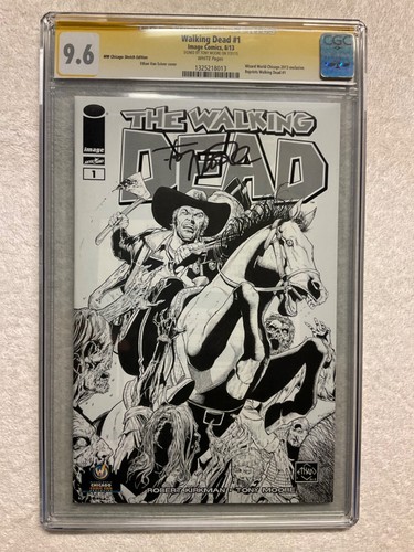 The Walking Dead #1 CGC SS 9.6 firmato da Tony Moore Wizard World Chicago 2013 schizzo - Foto 1 di 7