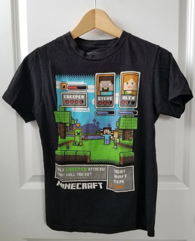 Mojang Minecraft Black Graphic T-shirt Boy's Short Sleeve Pullover Size L - Image 2 of 4