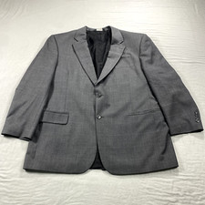 VINTAGE Jos A Bank Blazer Mens 46R Gray Check Wool 2-Button Sport Coat Jacket 