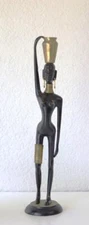 Exquisite Bronze & Brass GIRAFE WOMAN Sculpture Attributed Karl Hagenauer