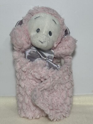 Demdaco Nat & Jules Pink Monkey Baby Lovey Soft Cuddly Security Blanket Folds Up