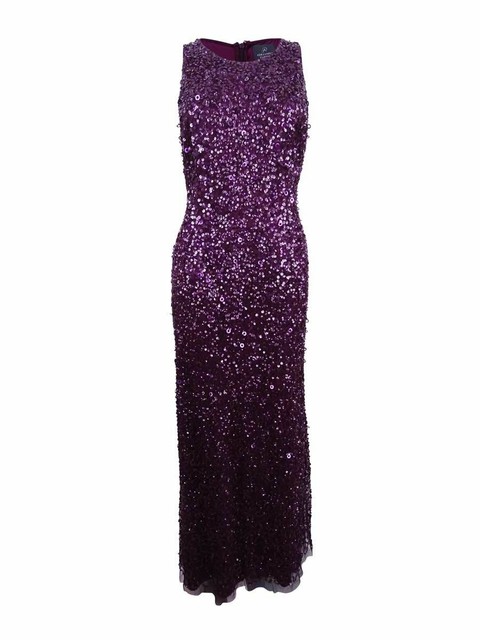 adrianna papell purple sequin dress