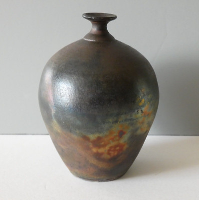 Vintage Raku Kupfer Rauch Vase Mike Pollard Devon Art Studio Pottery selten signiert
