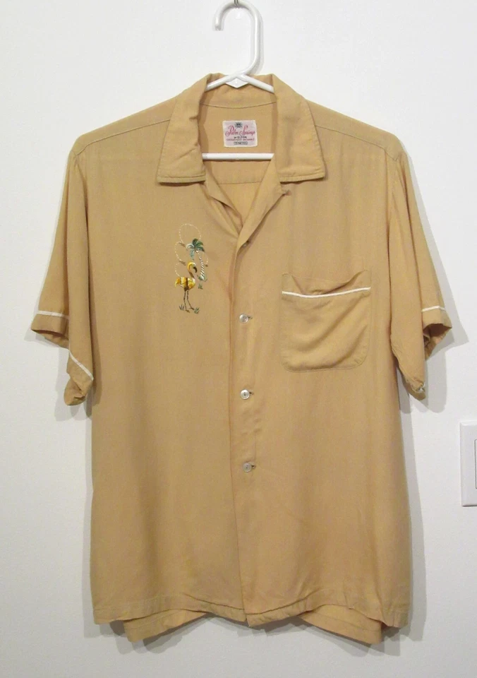CAMISA VINTAGE AÑOS 50 RAYÓN LAZO FLAMENCO PALMA RESORTES ESTILO BOLOS M S16 Foto 3 de 4