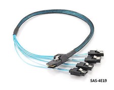 19" Internal Mini SAS SFF-8087 M to 4x SATA 7-Pin F Forward Breakout Cable, BL