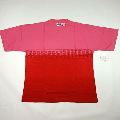 Vintage Pink Tribal Tie-Dye Men's Size XL Hawaiian Aztec Sports T Shirt 90s
