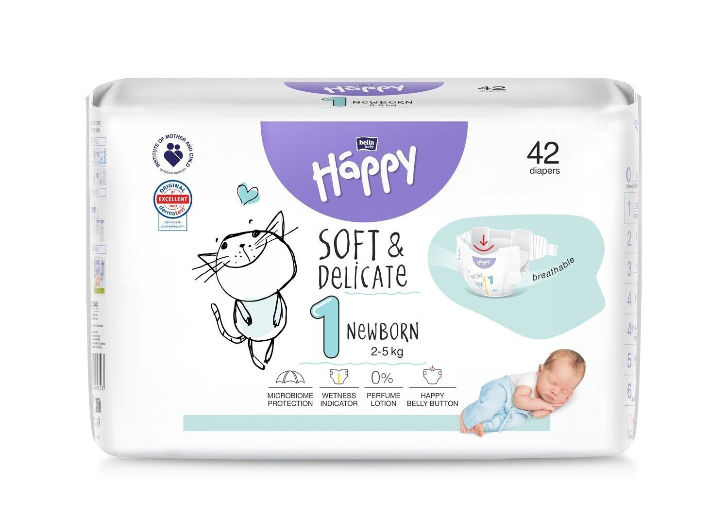 PANNOLINI NEWBORN TG 1 DA 2-5 KG HAPPY BELLA BABY, SCORTA 42PZ