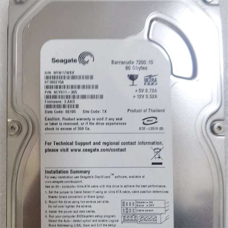 Seagate Barracuda 7200.10 80GB ️ Ultra 3.5" HDD ST380215A, Reliable Storage - Image 2 of 3