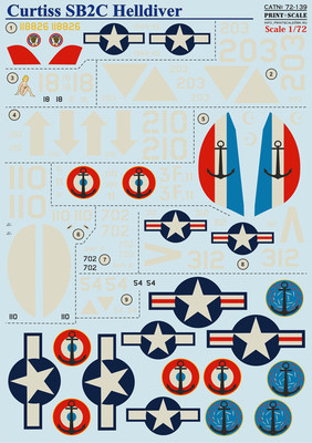 Decal for Curtiss SB2C Helldiver (Aircraft wet decal) 1/72 Print Scale 72-139