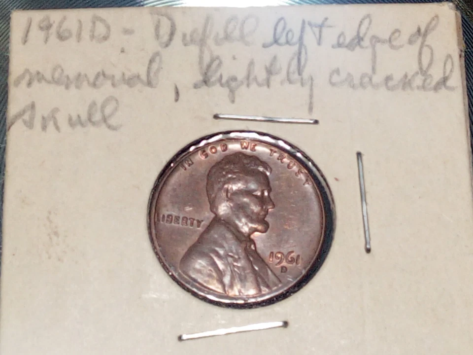Mint Error Coin Lincoln Memorial 1c One Cent 1961 Denver DDO And Cracked Skull - Image 3 of 4