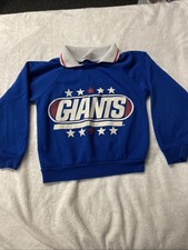 Vintage Kids Giants Collared Sweat Shirt Size 6 Blue Made In USA