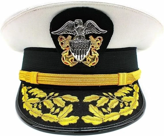 US Navy Commander Admiral Rank White Hat Cap available in All Size