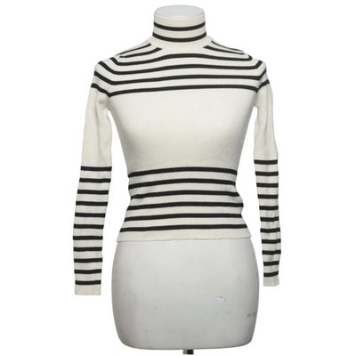 Zara Knit, Rollkragenpullover, Größe: S, Weiß/Schwarz, Viskose, Streifen #DVe
