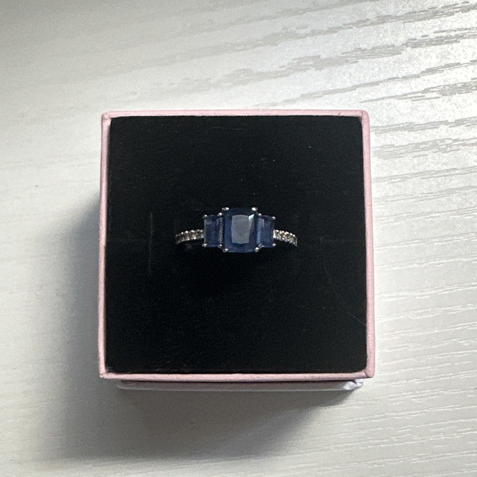 Authentic Pandora Ring, Blue Rectangular Three St… - image 1