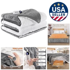 Heated Electric Blanket 72"x84" Flannel Heating Blanket with 9 Heating Levels