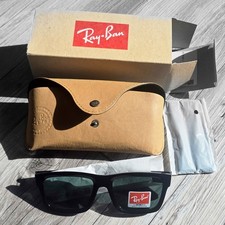 New with Case Ray-Ban Warren Bio-Based Sunglasses Black Frame Green Lenses