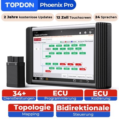 TOPDON Phoenix Pro KFZ OBD2 Diagnosegerät ECU Programmier Alle System Deutsch DE