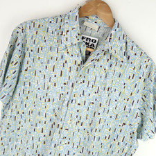Vintage 70's Dagger Collar Mens Shirt Disco Patterned SZ M (V828)