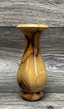 Vintage Wooden Bud Vase Hand Carved Olive Wood 5.5"