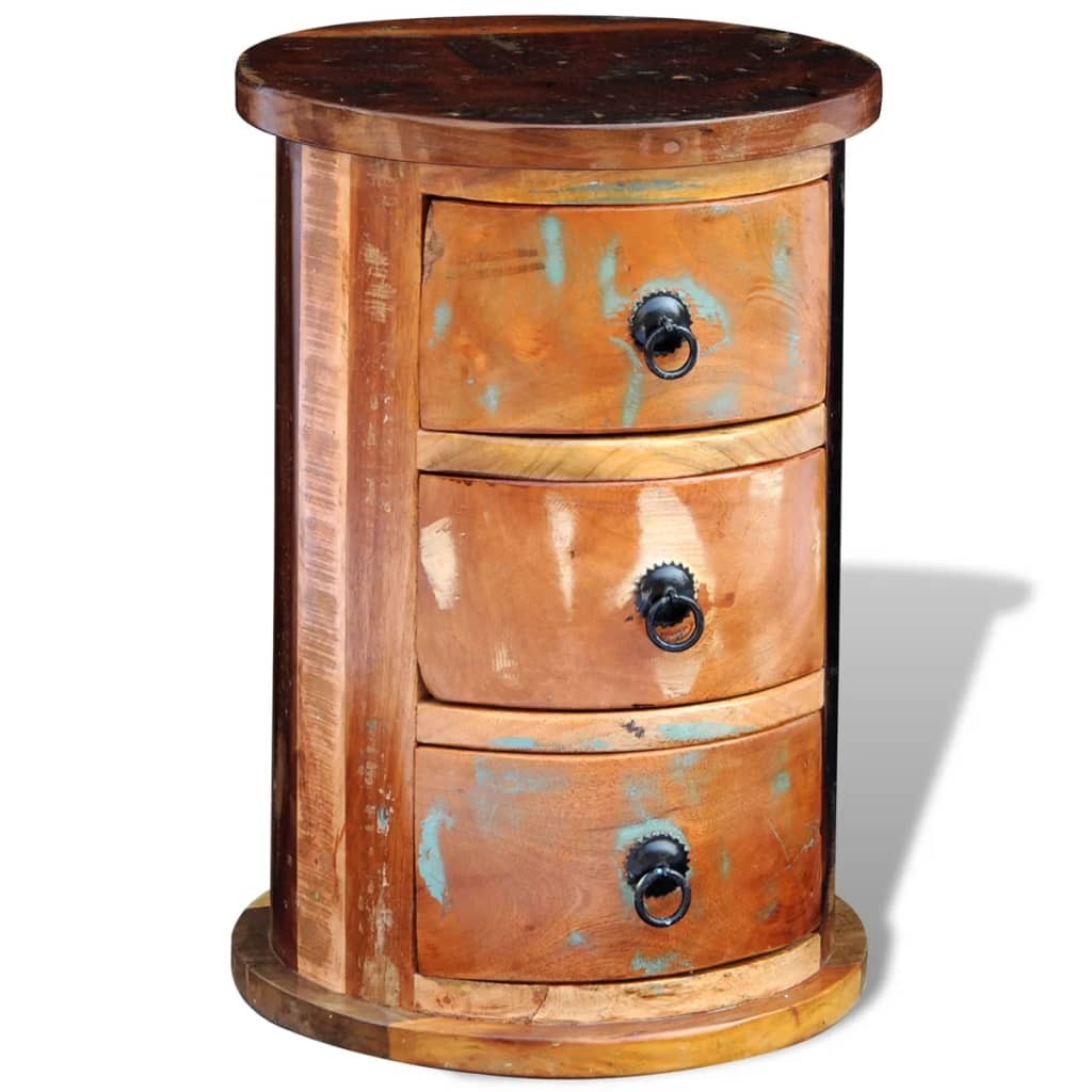 Solid Reclaimed Wood Storage Cabinet 3 Drawer Handmade Rustic Retro vidaXL