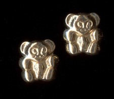 14K 6mm Fine Solid Yellow Gold Teddy Bear Panda Stud Earrings TP