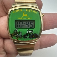 John Deere - Digital Quality Watch - Gold Stretch Band 1987 Vintage Rare