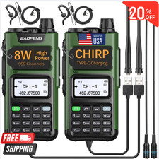 2 PACK Long Range Walkie Talkie 100 Mile Two Way Radio Charge Headset Waterproof