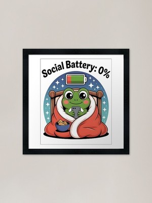 Social Battery 0 unny Frog Intro gerahmtes Wandbild Poster Leinwanddruck Bild