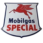 Vintage Mobil Special Sign - Porcelain Pegasus Gasoline Pegasus Gas Pump Sign