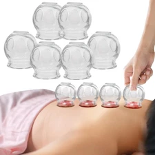 Healifty 6Pcs Cupping Therapy Sets: Glass Fire Thick Glass Cupping Set Chines...