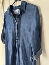Women s S Denim Shirt Dress Casual Blue