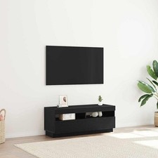 WALPLUS TV Stand LED Black Oak 100x35x40 cm Engineered Wood