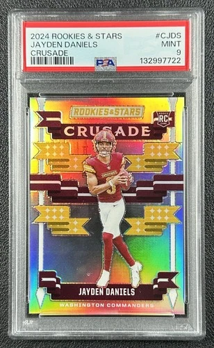 JAYDEN DANIELS PSA 9 2024 PANINI ROOKIES & STARS #C-JDS ROOKIE CRUSADE SILVER 22