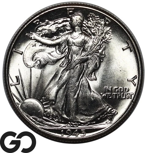 1945 Walking Liberty Half Dollar, Premium Quality Superb Gem BU++