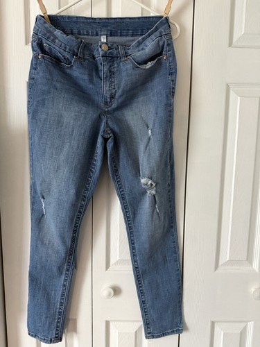 Seven7 Women’s Skinny Jeans Blue Medium Wash Distressed