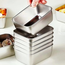 6-Piece Stainless Steel Food Containers Set - Leakproof & Stackable for Meal Pre