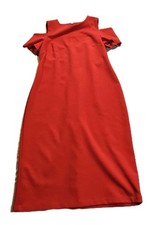 Calvin Klein Red Cold Shoulder Sheath Dress Women's SZ 8 Party Cocktail Workwear
