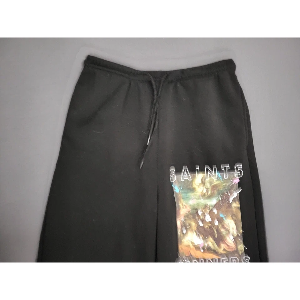 Rue21 Saints & Sinners Pants Mens S High Rise Jogger Culture Knit Pull On Black - Image 2 of 4