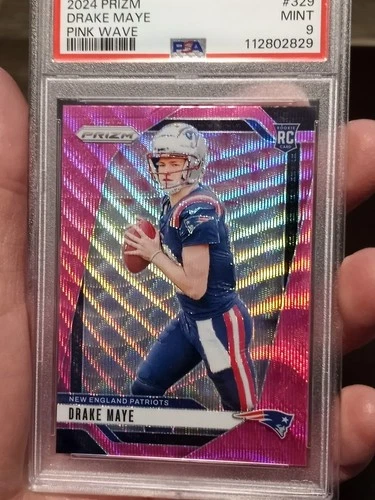 Drake Maye 2024 Prizm Pink Wave #329 (PSA 9)