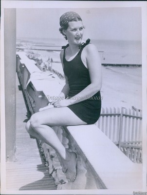 1936 Mrs Richards Vidmer Of Long Island Wears Miami Swimsuit Fashion 7X9 Photo