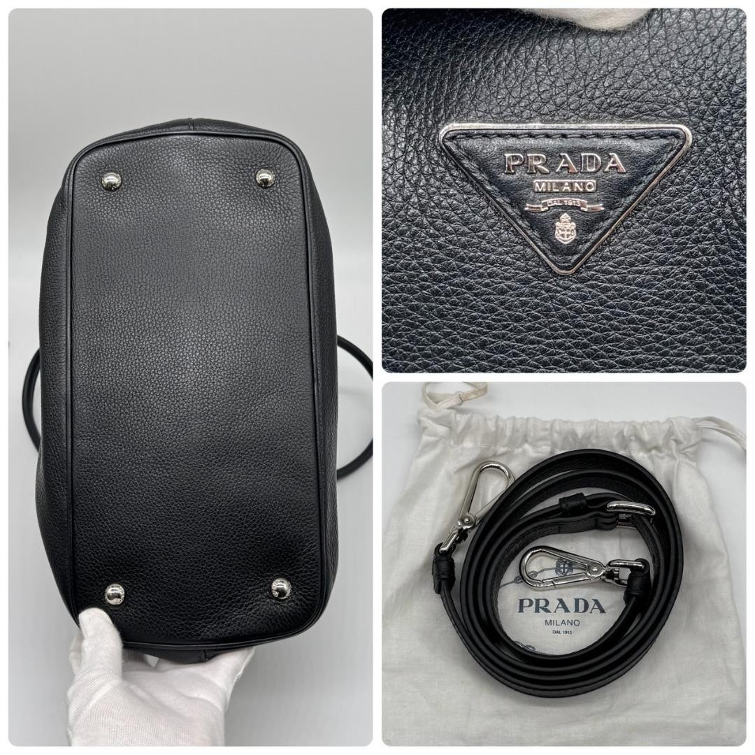 PRADA Triangular Logo 2 Way Leather Shoulder Hand… - image 14