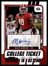 2021 Panini Contenders Draft Picks Red Malik Herring Auto Georgia Bulldogs #318