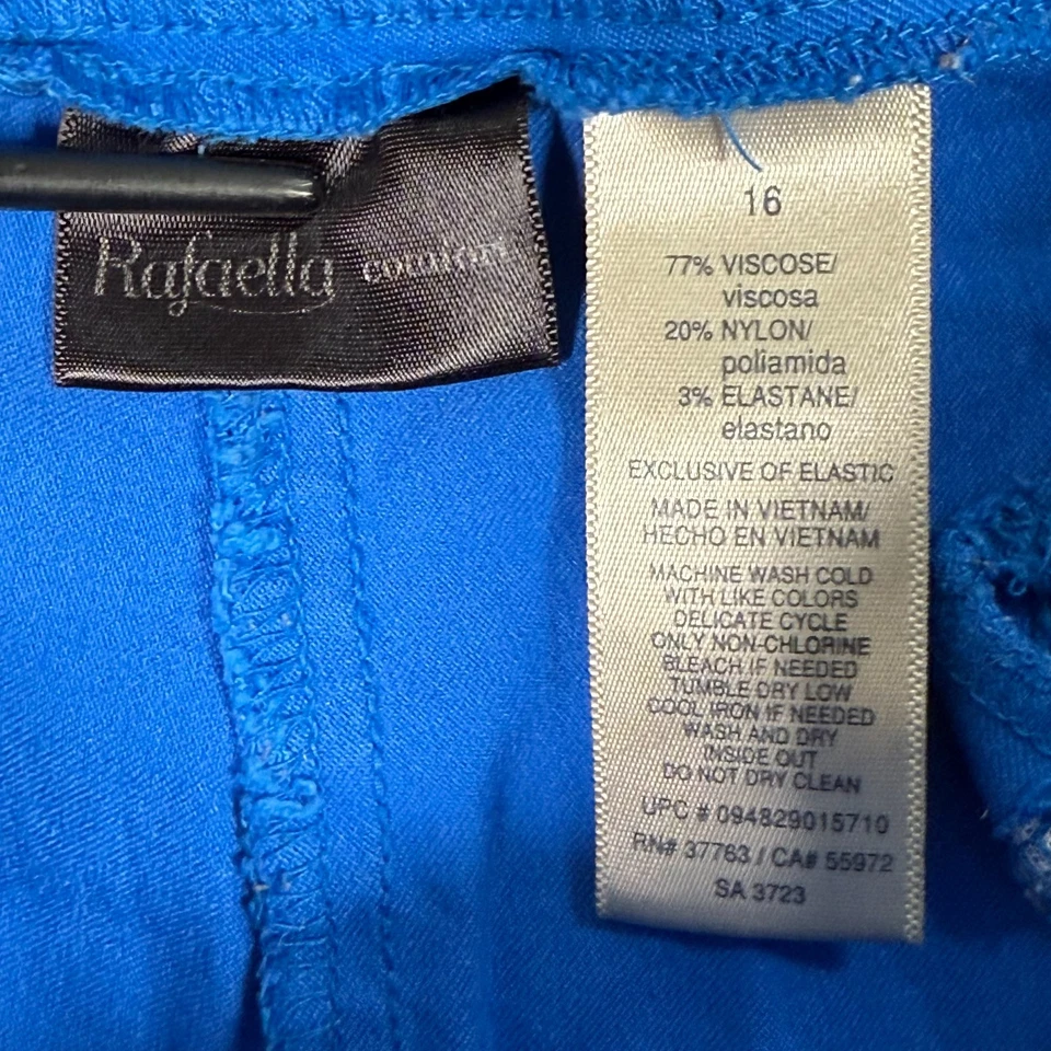 Rafaella Pants Women 16 35x29" Blue Slim Leg Stretch Pull on Slacks Comfort R10" - Image 4 of 4