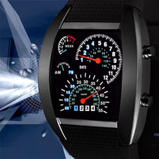 Men?s Digital Sports Watch LED Dashboard Style Aviation Racing Quartz Gift UK
